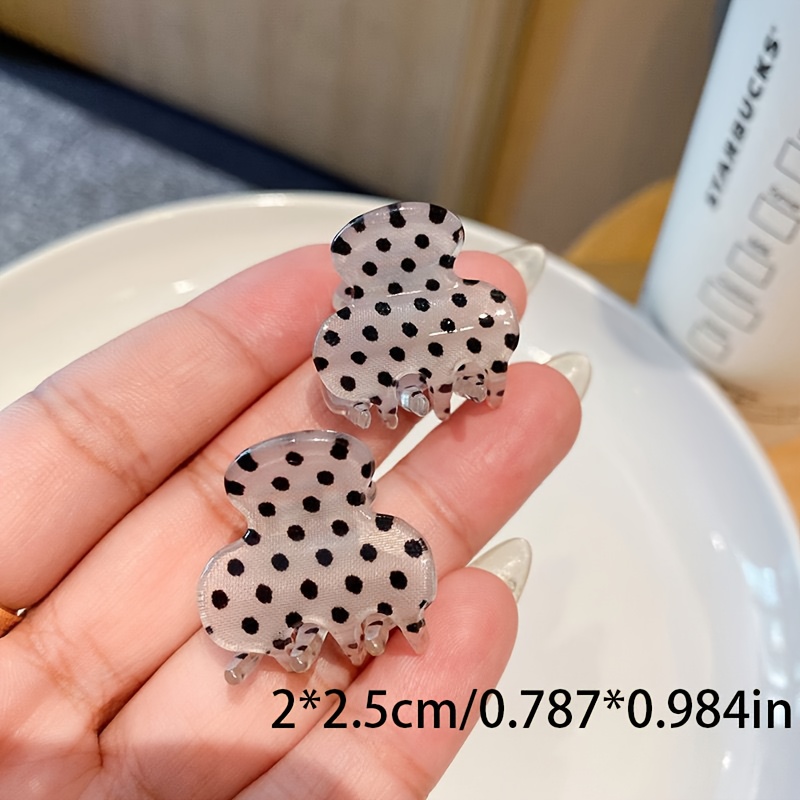 2pcs And White Polka Dot Small Grab Clip, Half Tied Bun Head Hair Clip, Hair Clip, Fashionable Hair Accessory, Broken Hair Clip