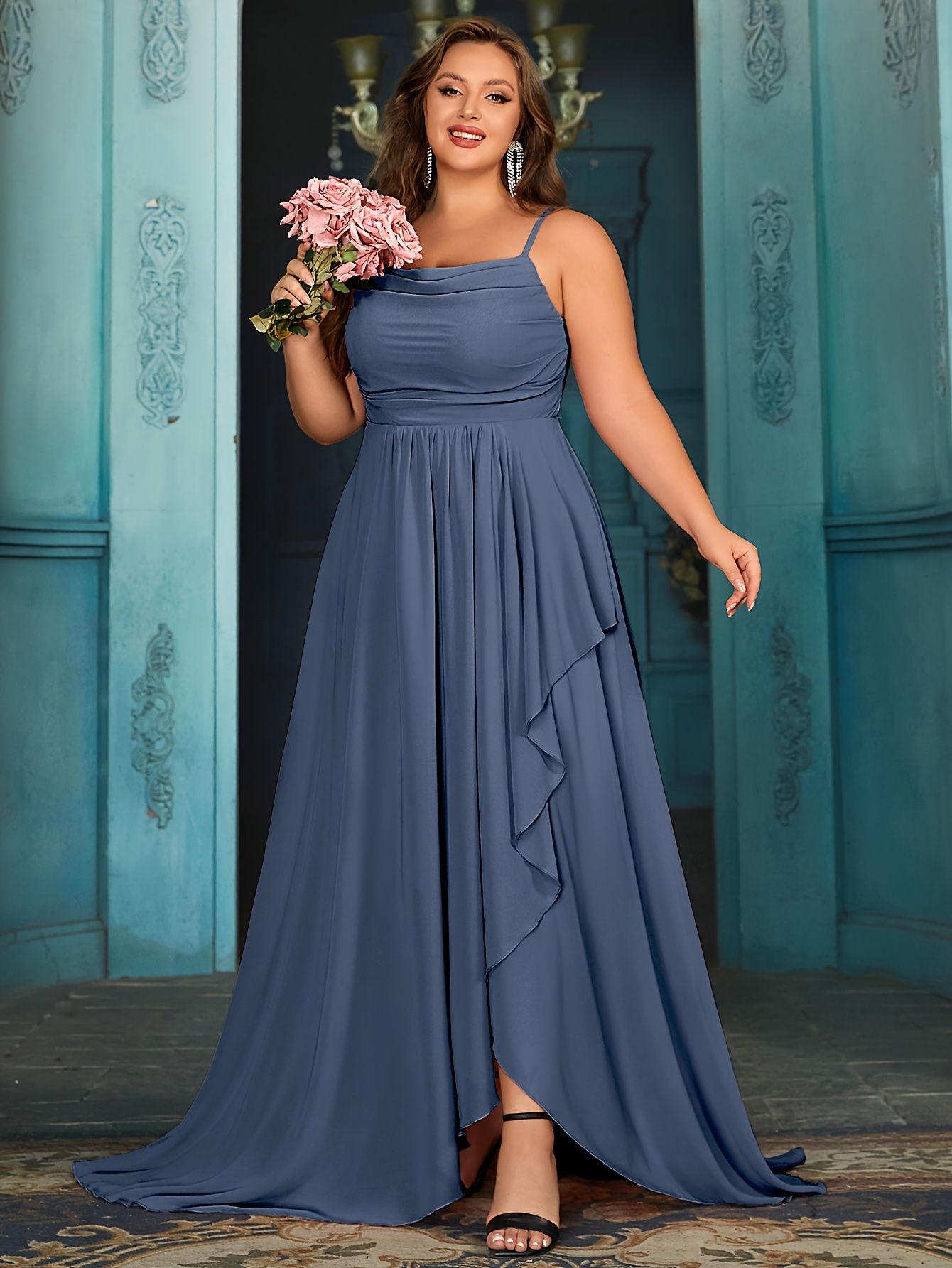 1pc elegante vestido midi tirantes color liso mujer Temu Ecuador