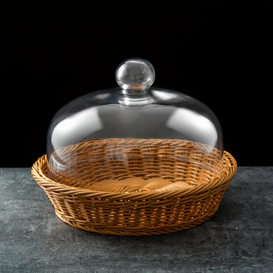 Bread Basket With Glass Lid, Vegetable Basket, Fruit Basket, Storage Basket, Tableware Storage, Pastry Mold Storage, Dried Flower Storage Basket, Snack Basket