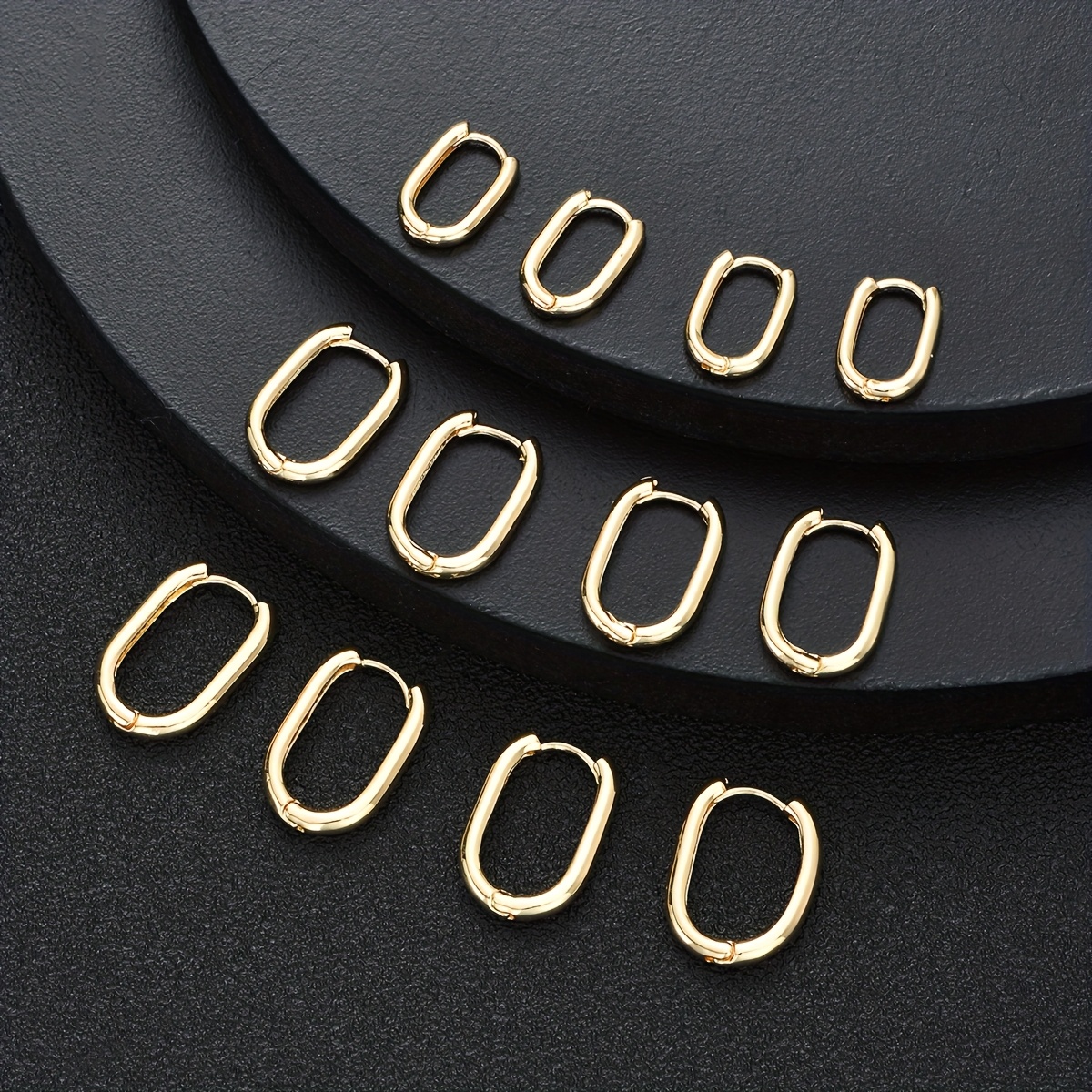 E-shop 6/12-teiliges Set, schlicht elegant, Kupferlegierung, minimalistisch , hochwertiges Set einfarbiger Creolen, für Dates, Partys, Urlaub, ,