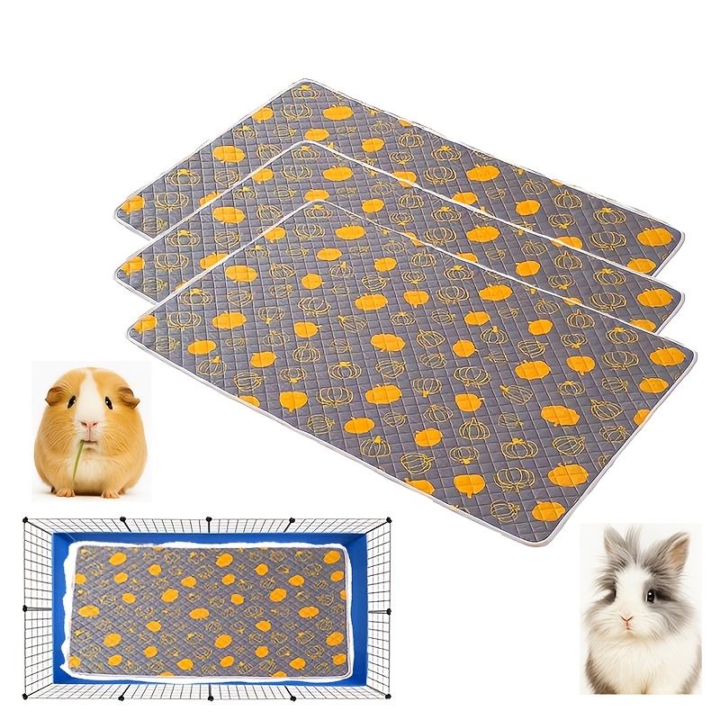 TEMU 3pcs Large Reusable Washable Guinea Pig Pee Pads Suitable For Hamsters, Rabbits, Guinea Pigs, Squirrels, Cats, Dogs - Pumpkin Pattern Litter