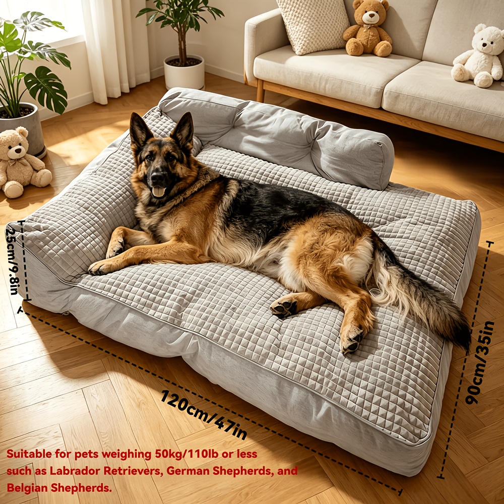 TEMU Orthopedic Memory Foam Dog Bed For Medium Large& Senior Dogs, 65d High Density Pet Mattress With Egg Crate Foam, Three-sided Bolster Pet Sofa