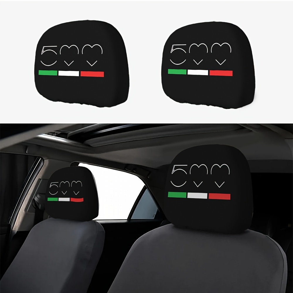TEMU 2pcs Italian Number 500 Car Headrest Covers Suitable For Most Vehicles, Fit Headrest Protectors, & Clean, No Filling, Ideal For Road Trips,