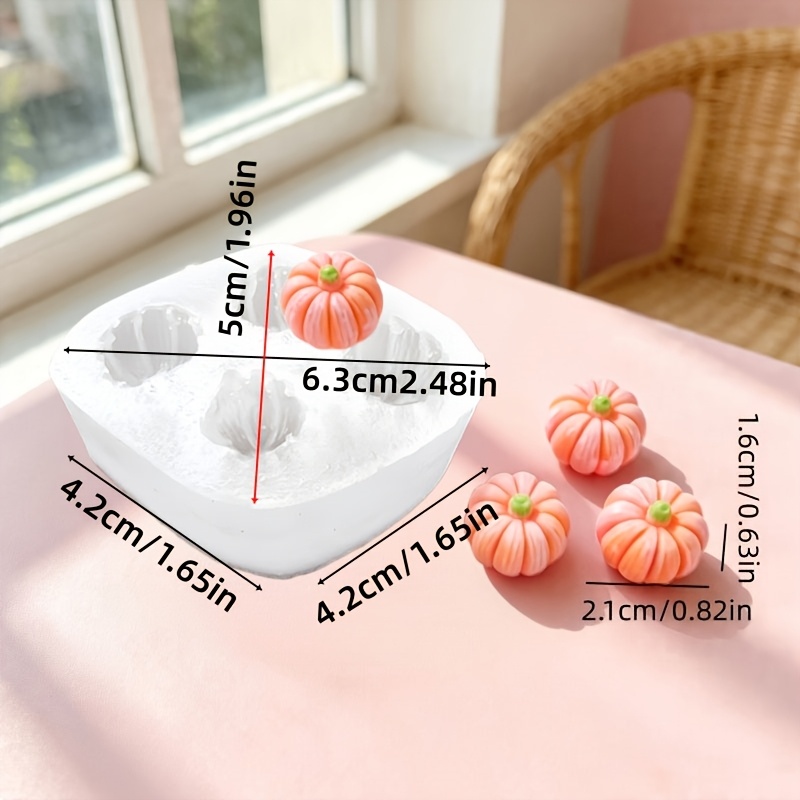TEMU 1 stuks Resin Mal, 4-Gats Kleine Mini Pompoen Vormige Geurkaars Siliconen Mal Huisdecoratie/Cadeau Ornament Gips Mal, Hand Epoxy Gietmal, Kunst