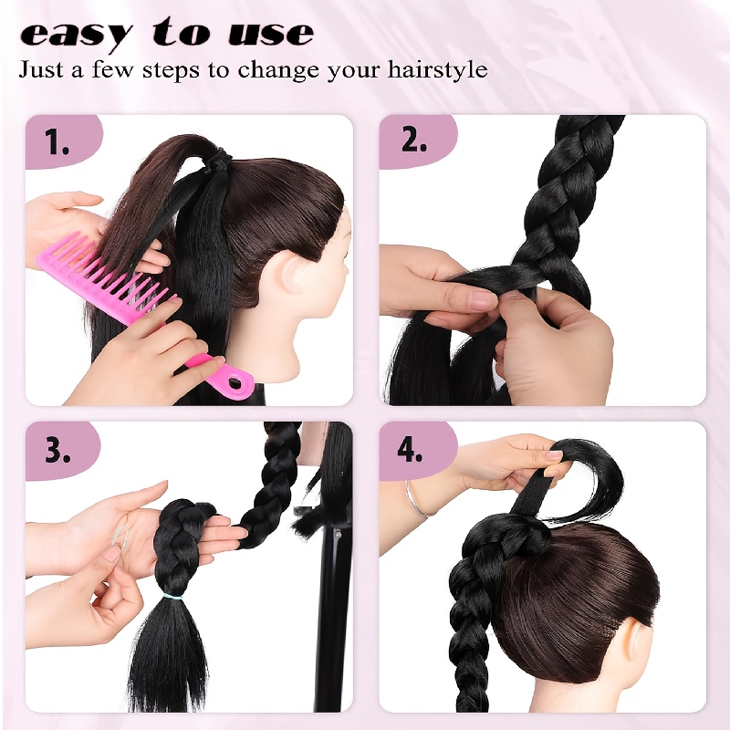 extend   of the braided ponytail hairstyle suitable for all   long straight hair wrapped ponytail wig natural and soft artificial hair strands suitable for ladies daily wear details 0