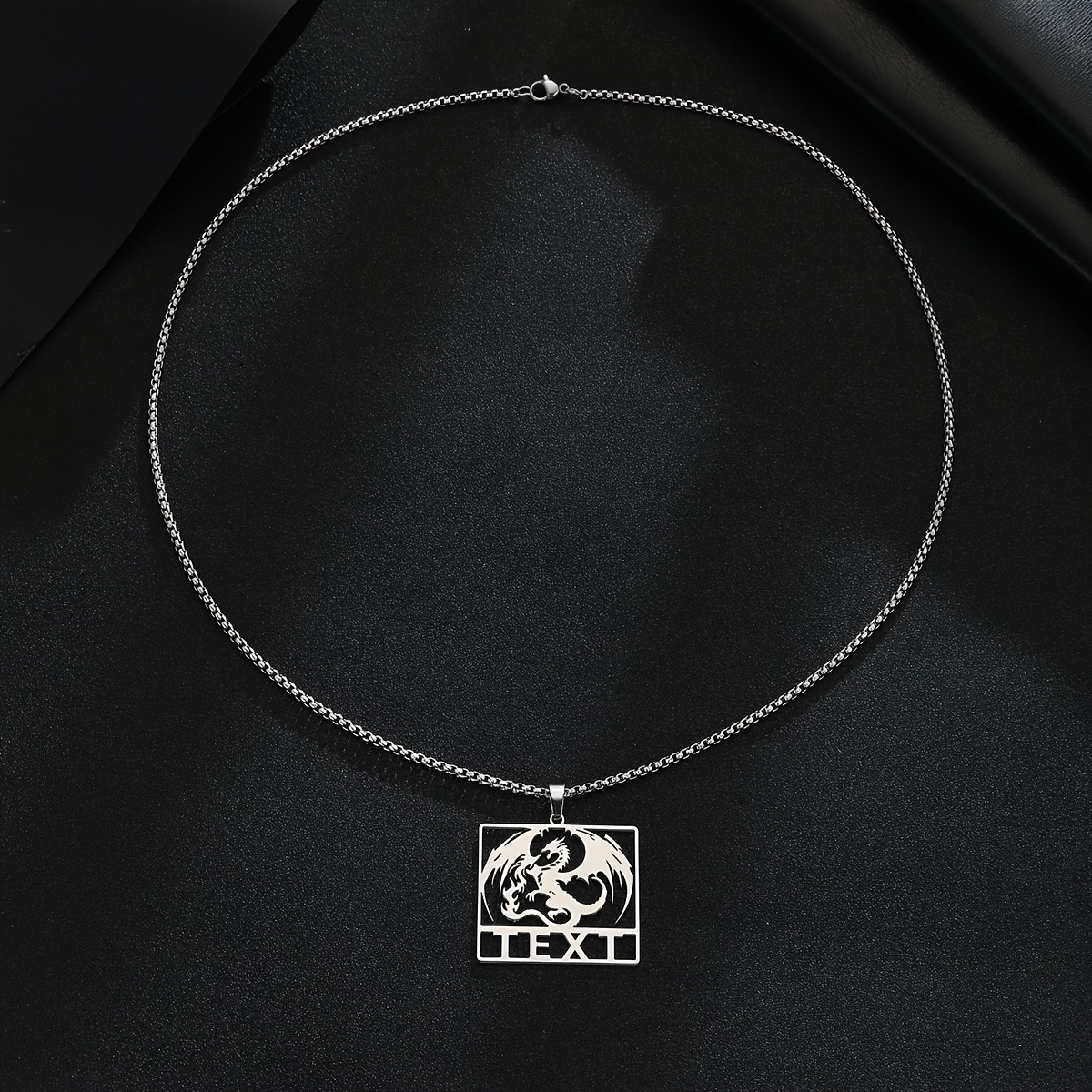 Dragon Pendant Necklace Custom Name Text Personalized Stainless Steel
