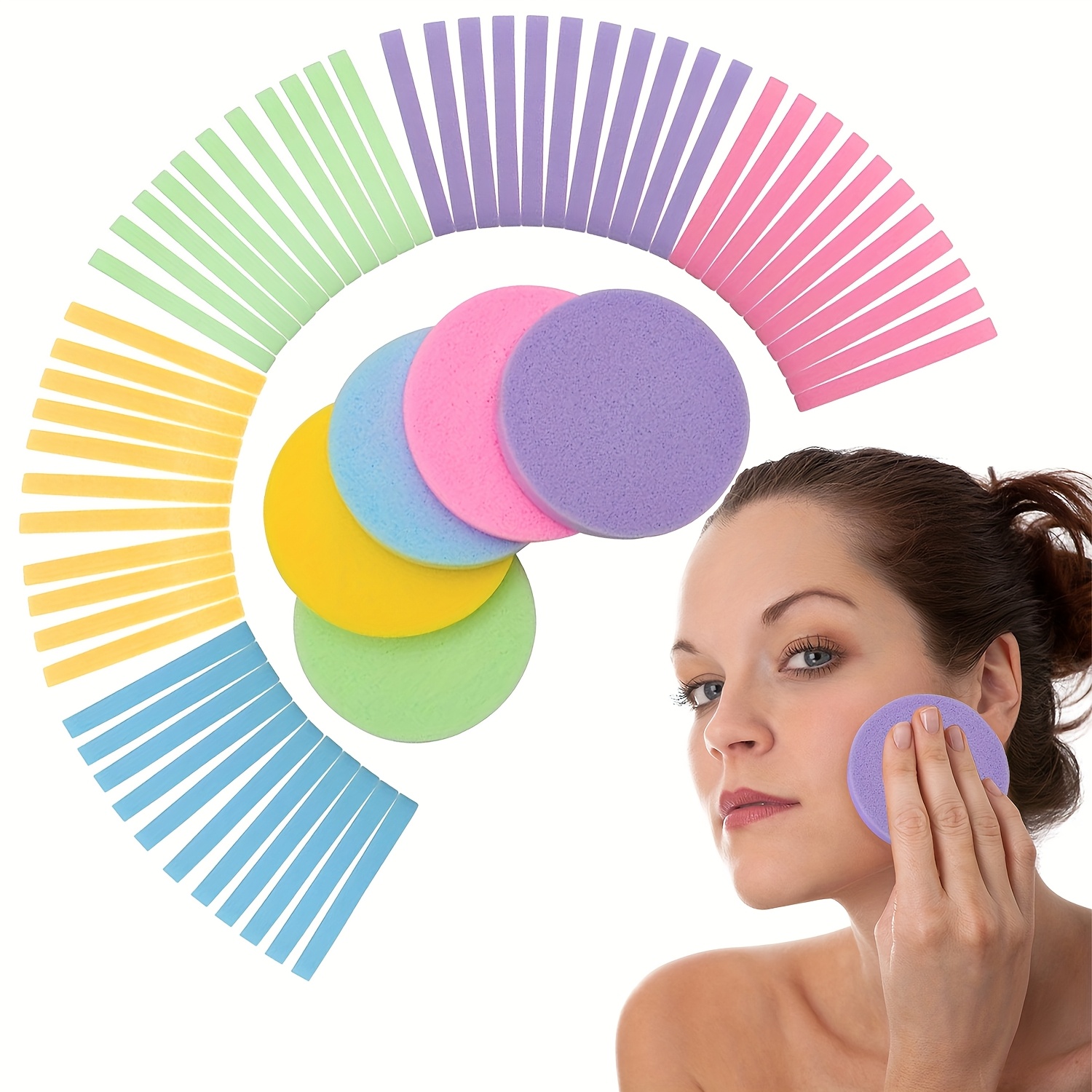 60pcs Facial Sponge Compressed,professional Makeup Removal Sponge Pad,round Face Cleaning Sponge For Spa,mask