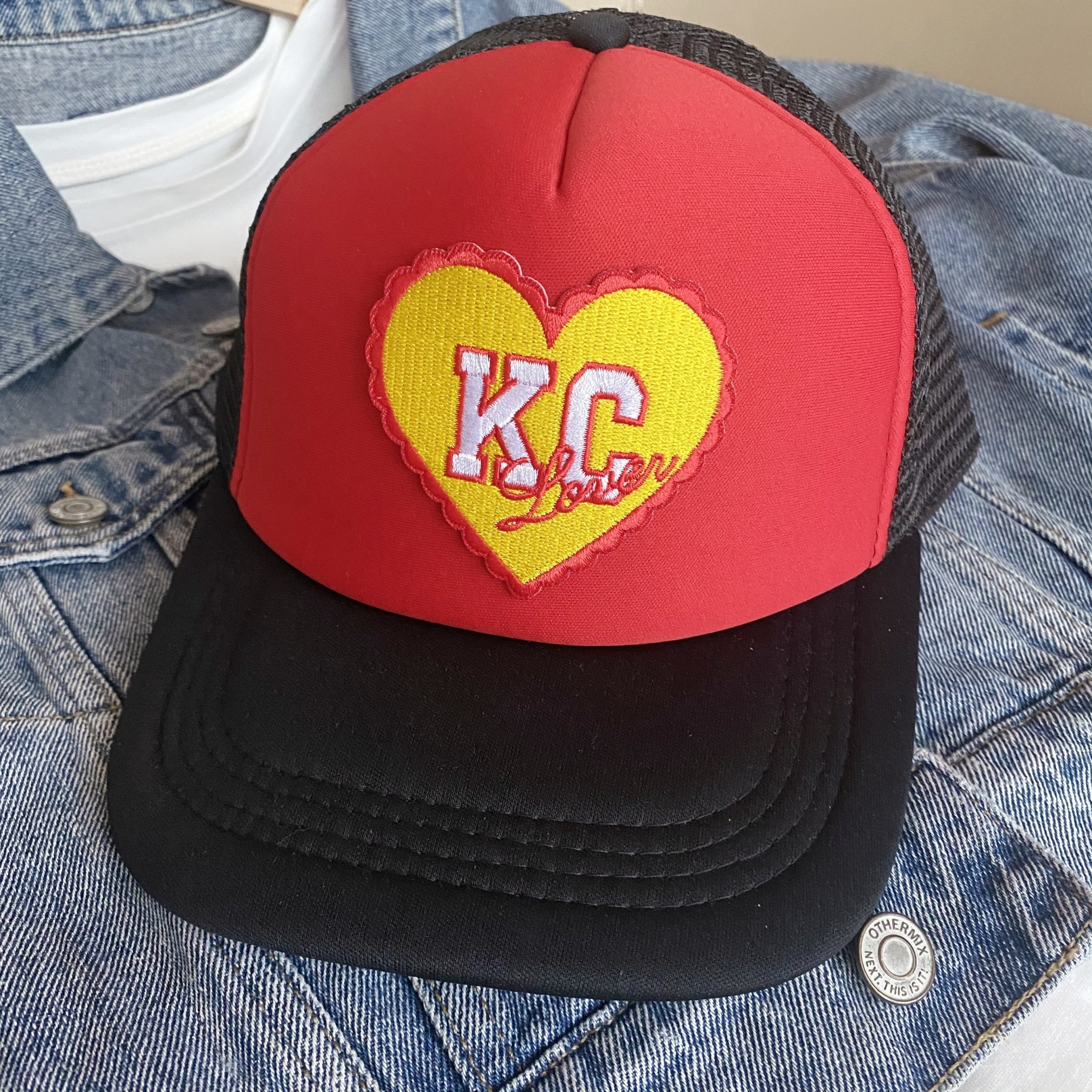 

kc Lover" Heart-shaped Embroidered Patch - Suitable For Trucker Hats, Backpacks, And Clothing Diy Decorations