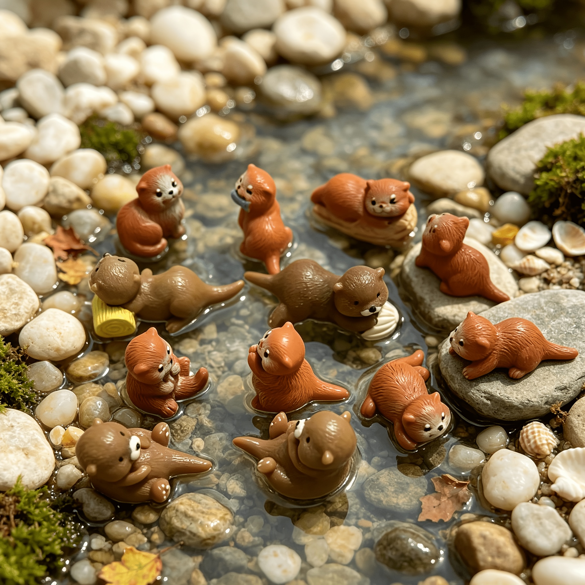 TEMU 11pcs Otter Ornament Set, Multi-style Designs, Bonsai Scenery, Aquarium Decoration, Desktop Scene, Forest Additions, Creative Birthday Holiday