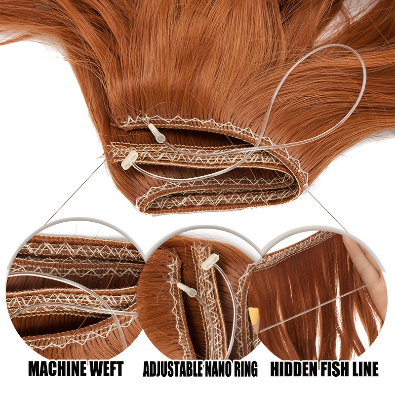 20inch 50cm wire in hair extensions long wavy synthetic hairpiece heat resistant add volume curly hairpieces highlight   black bleach blonde brown for women daily party festival gift details 4