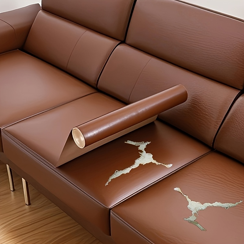 アイテム画像 1枚のフェイクレザーリペアパッチ、PUレザー製ソファや椅子の穴あけ修理用セルフ接着紙、クラフト用レザーパーツ、大型本革シート、両面フェイクレザー、リビングリビングルーム用レザーストラップ、家具修理、シームレス修理、高品質接着剤付き、布地修理キット、家具復元用品