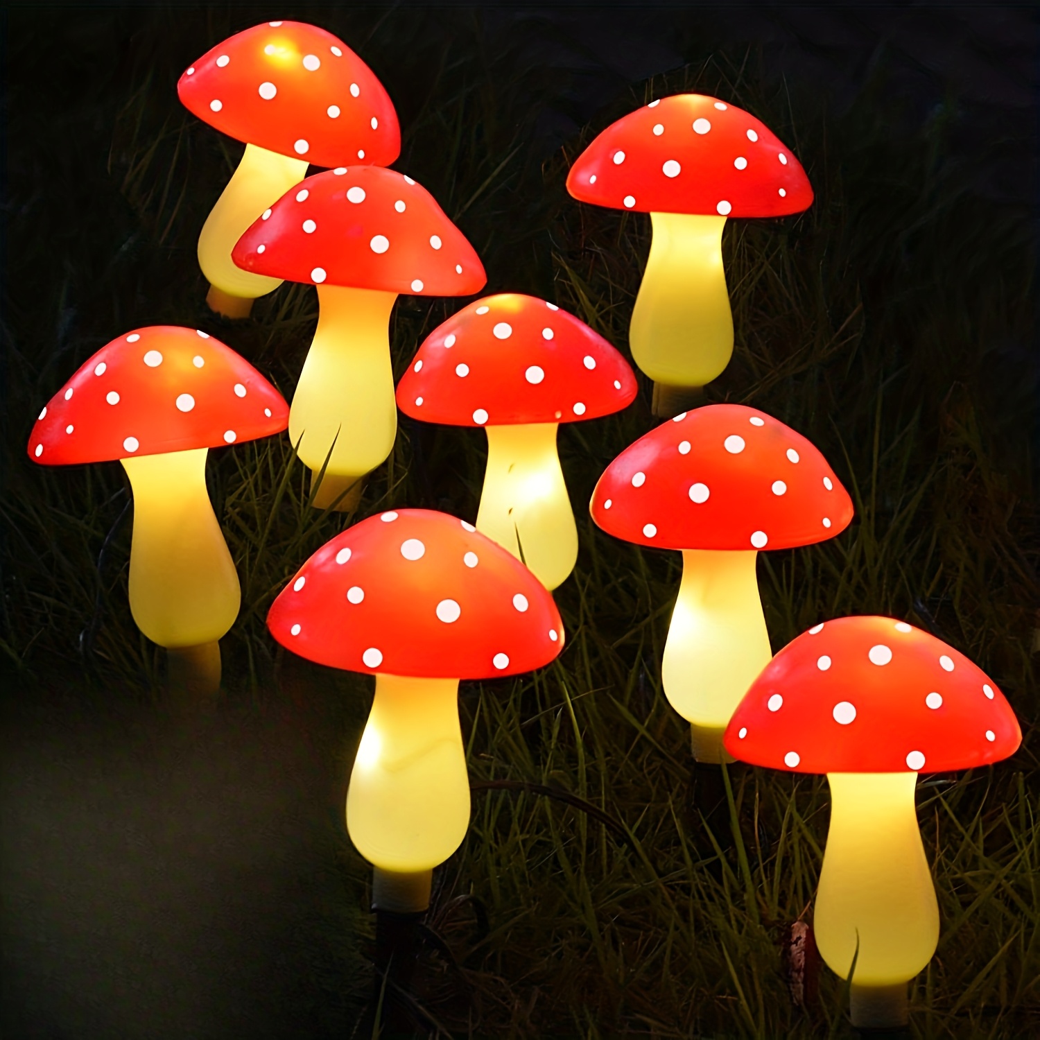 8 pachete de lumini solare de exterior cu ciuperci roșii, ip65, decorațiuni pentru drumuri de curte, decorațiuni drăguțe pentru petreceri în grădină, 8 moduri mici de iluminare de noapte