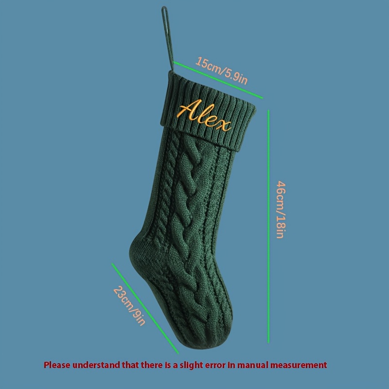 TEMU Personalized Christmas Stockings - Custom Name/text, Large 18-inch Holiday Decorations With Deer Antler Jacquard, Elegant Gift Bags For Family,