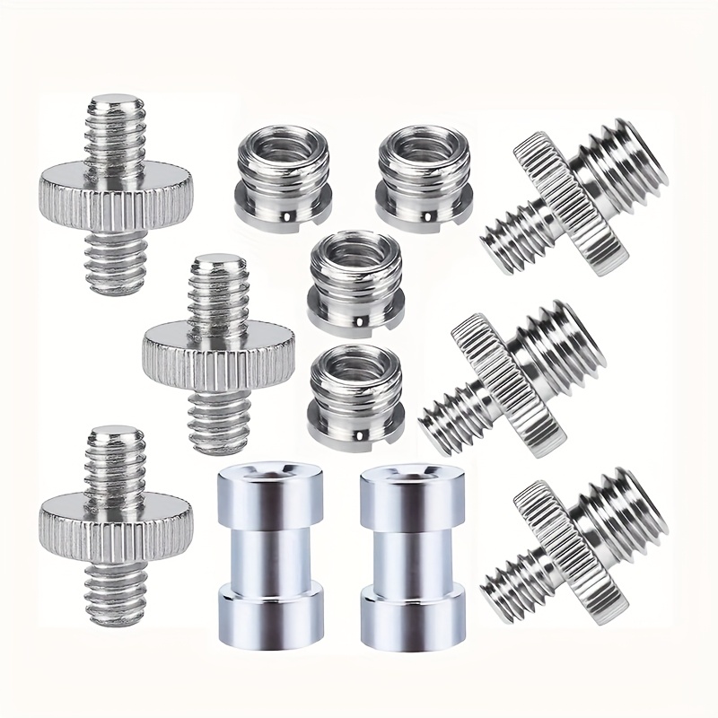 Temu 12/26Pcs 1/4" To 3/8" And 3/8" To 1/4" Converter Threaded Screws Adapter Mount Set -3Pcs 1/4" Male To 1/4" Male And 3Pcs 1/4" Male To 3/8" Male,-image