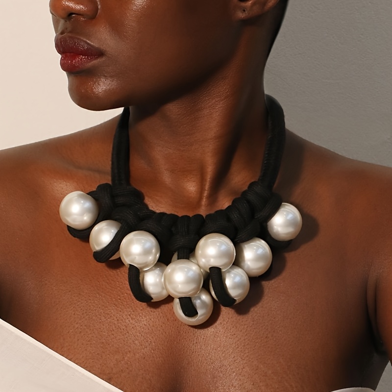 

A Vintage Bohemian Style - Fiber Artificial Pearl Necklace, Suitable For And Vacation Banquets