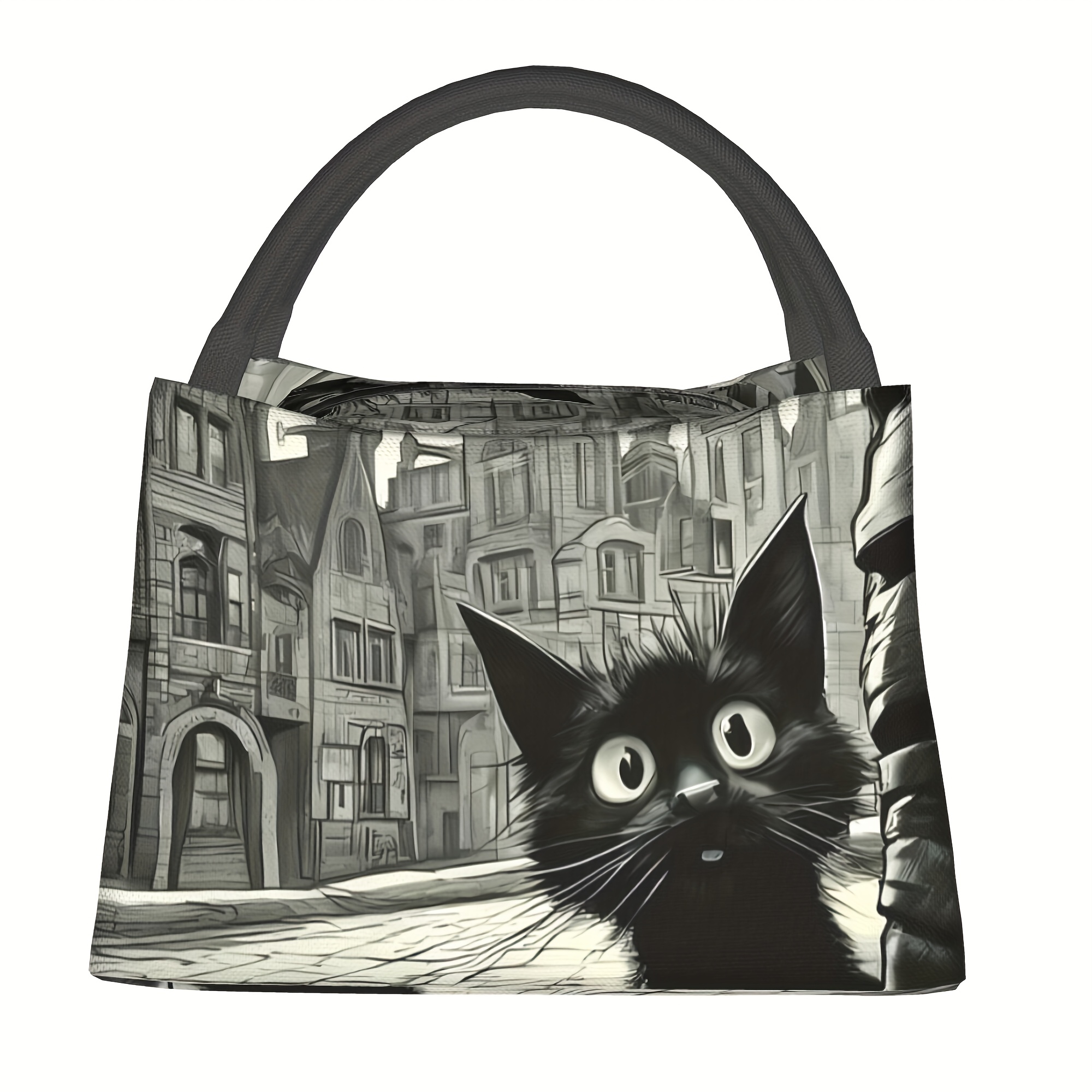 TEMU 1pc Cat Pattern, Portable Reusable Cooler Bag, Insulated Lunch Bag, Essential For Camping Picnic Beach, Suitable For Home, Restaurant, Office,