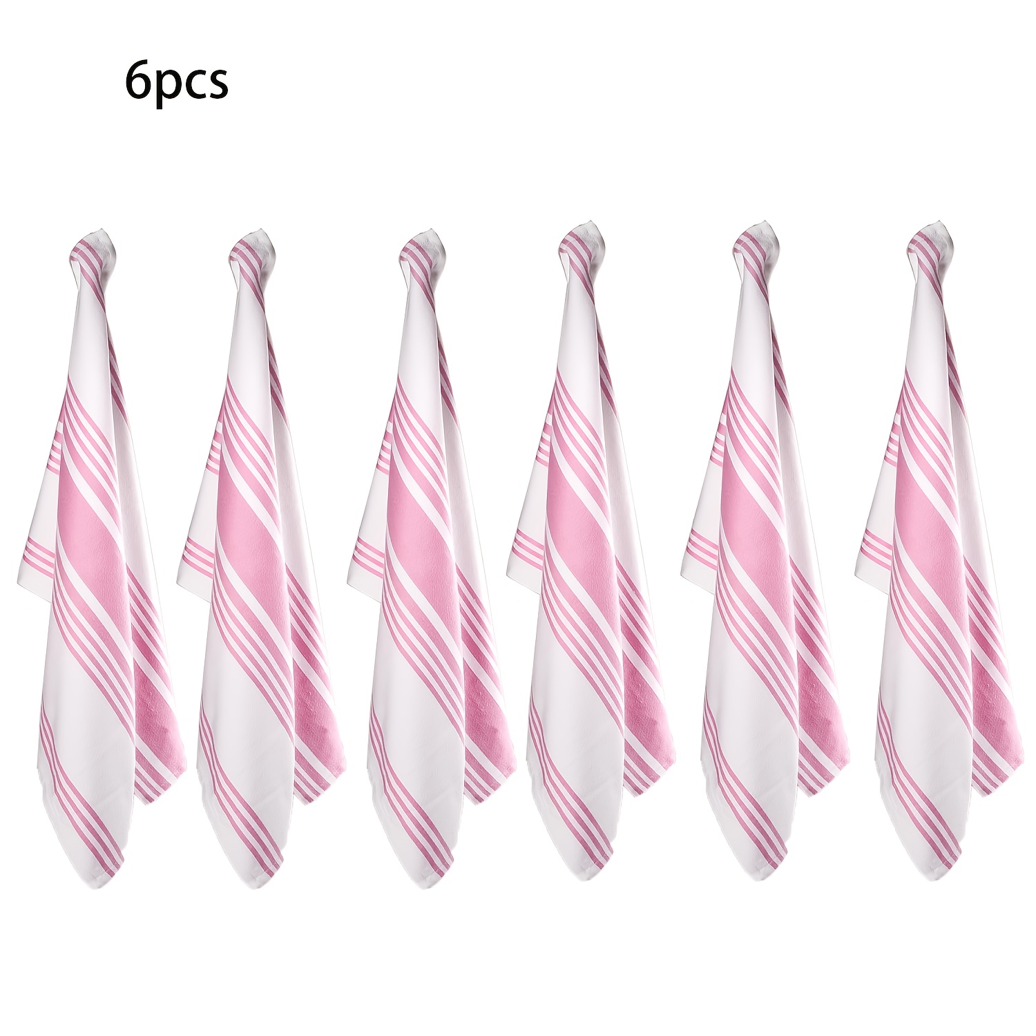 Image of 6pcs, 100% Kitchen Towels, Pink Striped, Super Absorbent Quick-dry Hand Towels, Dishcloth Cleaning Cloth, Soft Absorbent Napkin, Suitable For Bars Restaurants, , Rectangular, Kitchen Cleaning Supplies