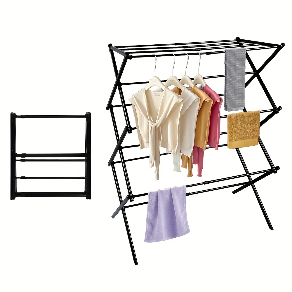 1pc Heavy Duty Drying Rack, 3 Level Large Laundry Drying Rack Foldable, Stainless Steel Clothing Drying Rack For Indoor And Outdoor, Easy To Fold, 11 Drying Rails, 105cm, Drying Racks