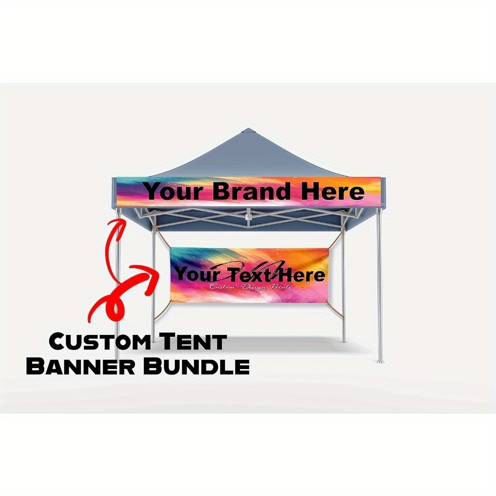 TEMU 1pc, Personalized Tent Banners | And Business Name (backdrop 3x5ft, Top Banner 6x1ft, 100d)