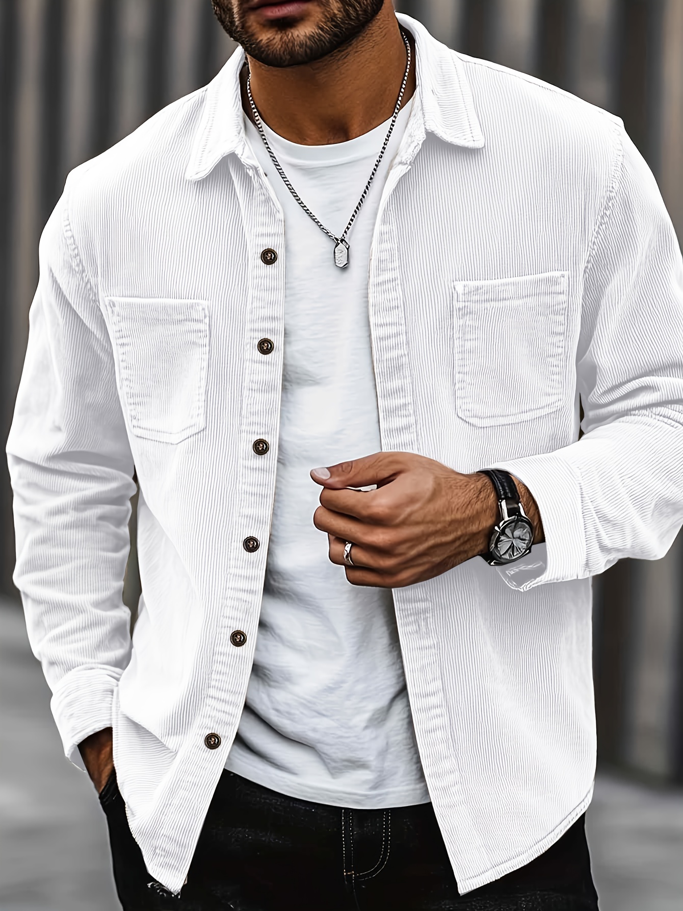 Forever 21 Chemise décontractée pour homme en tissu texturé