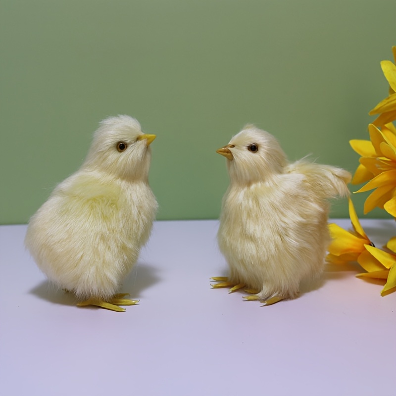 

2pcs Realistic Plastic Easter Chicks, Holiday Farmhouse Decor, Spring Stuffers, Indoor & Outdoor Photography Props, No Electricity Needed