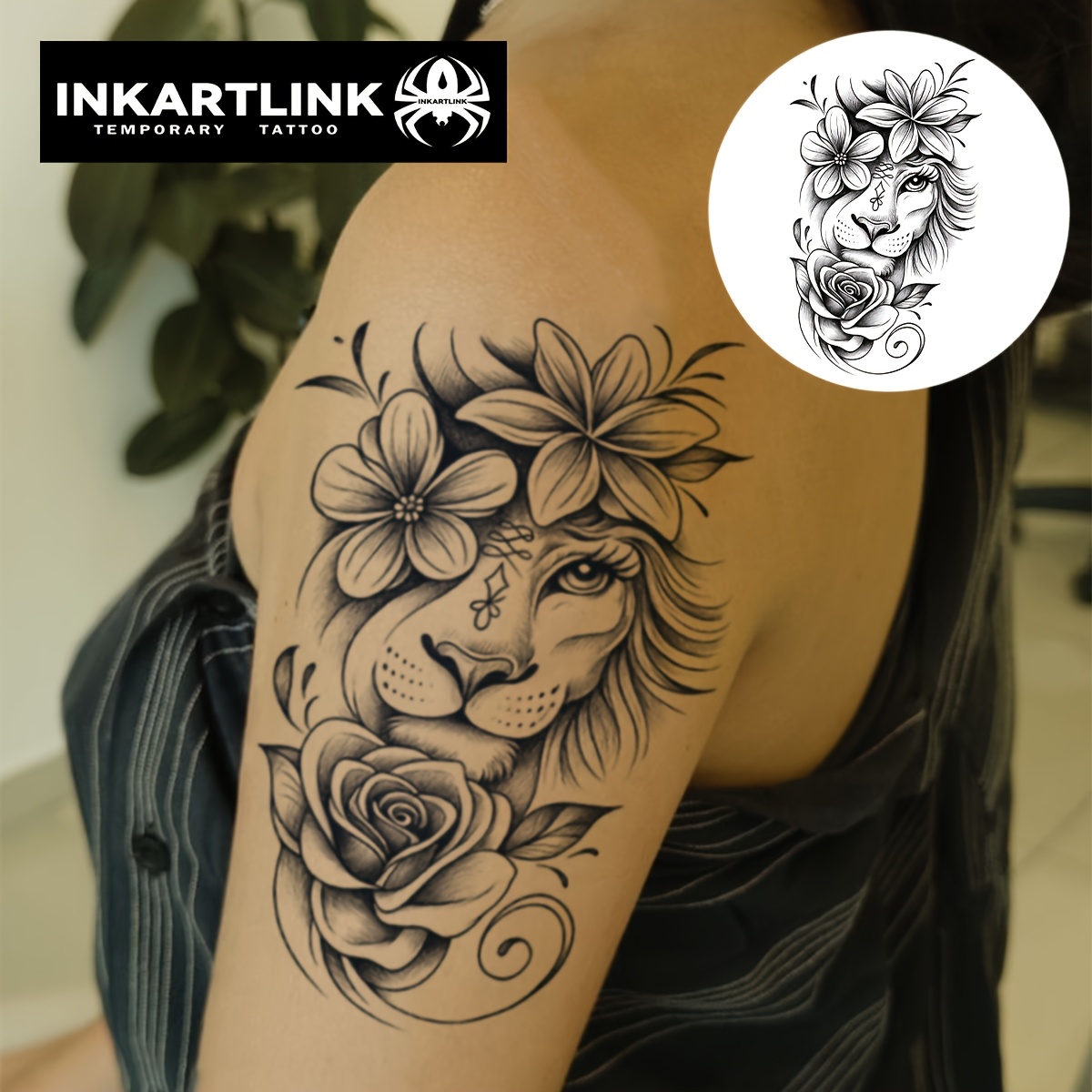 Image of Inkartlink Temporary Tattoo | Floral And Design, Waterproof And Long-lasting, Suitable For Parties And Festive Events, Fits , Legs, And Hands, Ideal For Adults, Lasts 1-2 Weeks