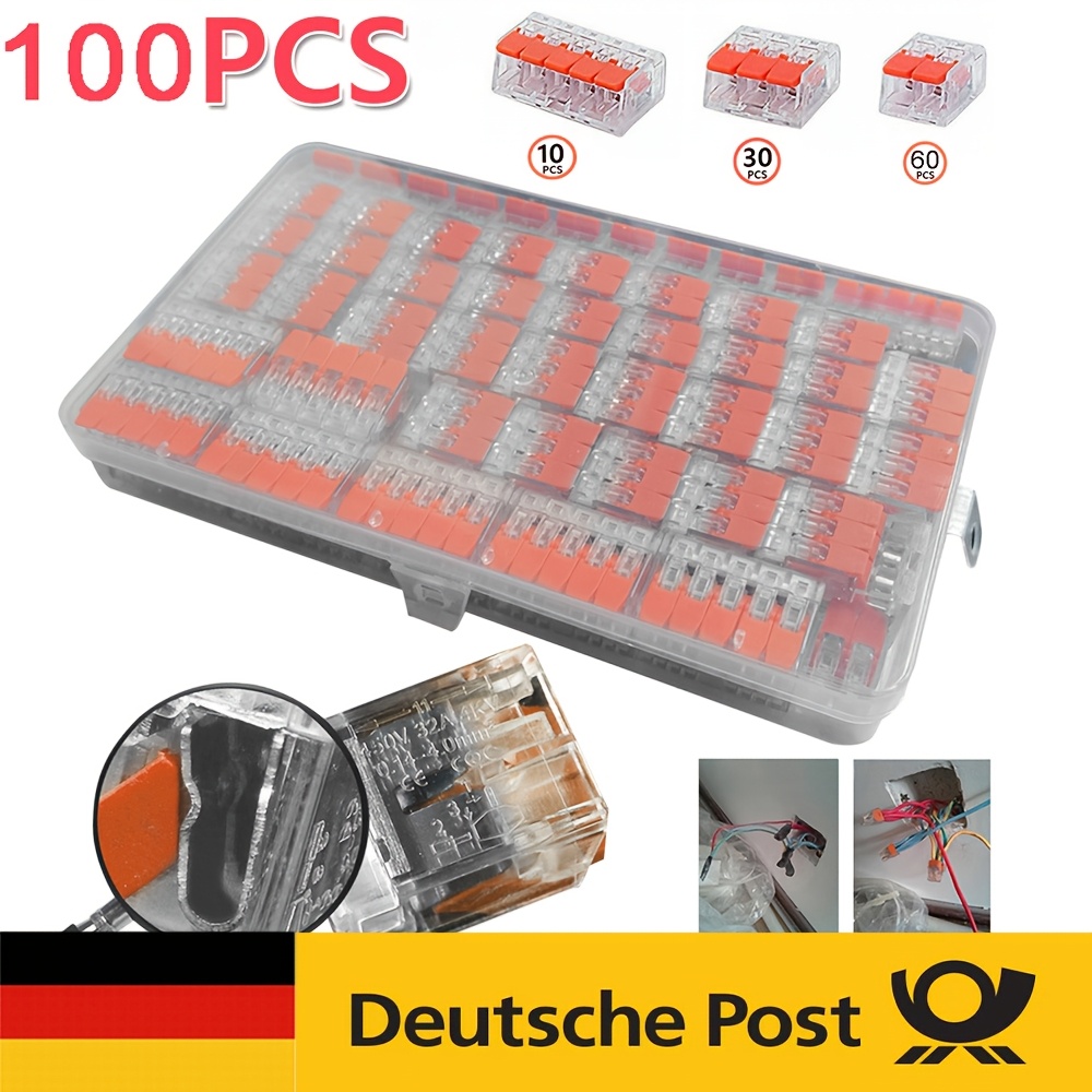 

100pcs Nut Kit, Copper , Uncharged, Pvc Insulated, Reusable Connectors For Multiple