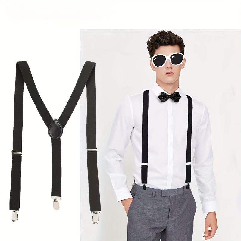 Barry Wang Mens Suspender Tie Set Adjustable Clips Y Type