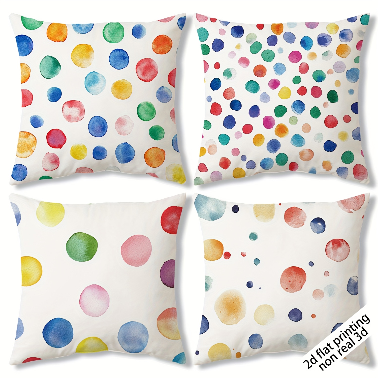 TEMU 2D Flat - Set federe decorative piatte 2D con colorati, adatte per l'arredamento invernale , realizzate in poliestere, con cerniere, lavabili in