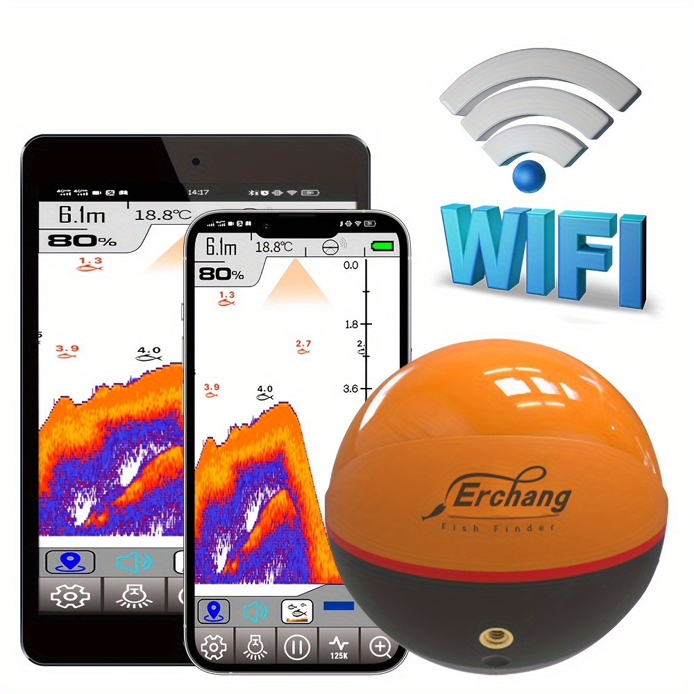 Image of Erchang F68 Smart Wifi Fish Finder [80m Long Range & 60m Depth] 125/330khz Wireless Echo Sounder, Anti-disconnect Wi-fi Signal For Lake/sea Fishing Support Os& , Wireless Echo Sounder Detect Finder