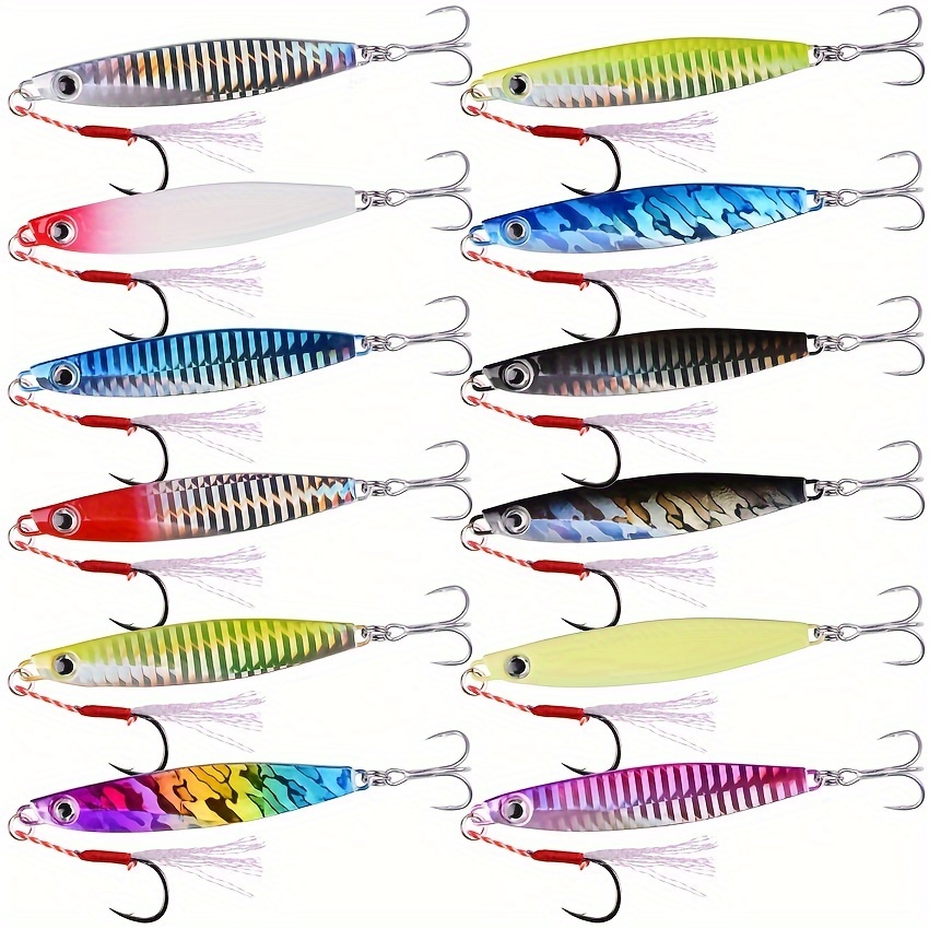 Lot De 6 Leurres De Pêche Luminescents 40g-100g - Forme En S, Pour Eau Douce Et Eau Salée