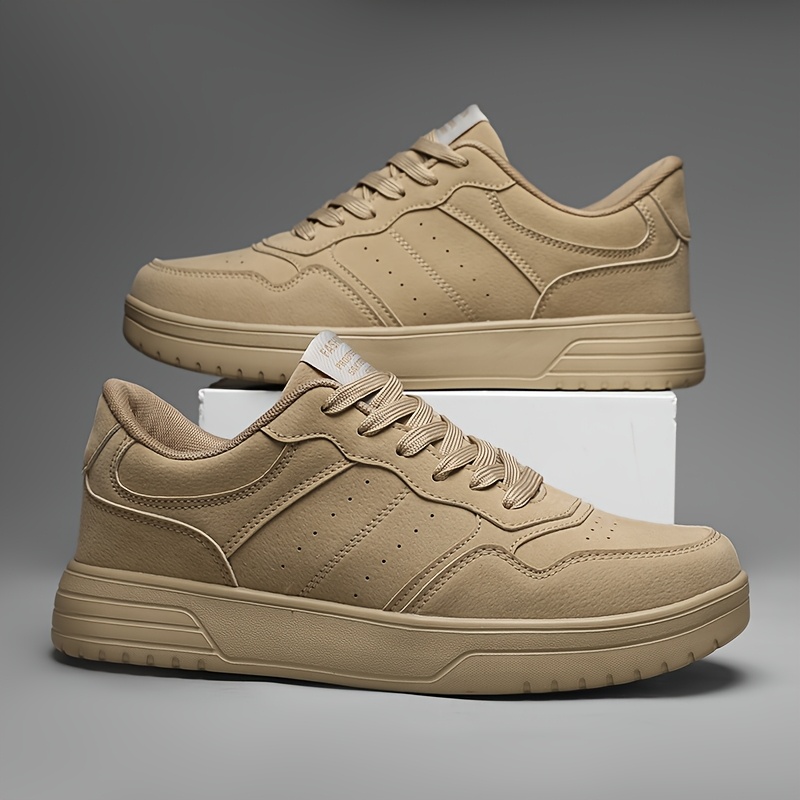 Men's Lightweight Durable Casual Sneakers - Low-Top Lace-Up Outdoor Shoes with PU Upper & MD Sole, All-Season Versatile Design for Hiking, Running, Daily Wear - Breathable Fabric Lining & Round Toe Comfort, Hiking Streetwear, Sporty Look, Secure Fit Closure