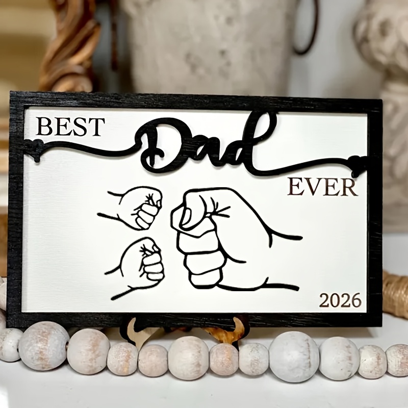 E-shop Personalisierte Holz--Gedenktafel zum Vatertag, Vater und Fotoframetafel, Holzschild, Vater und Namensschild, Familien-Anpassungstafel