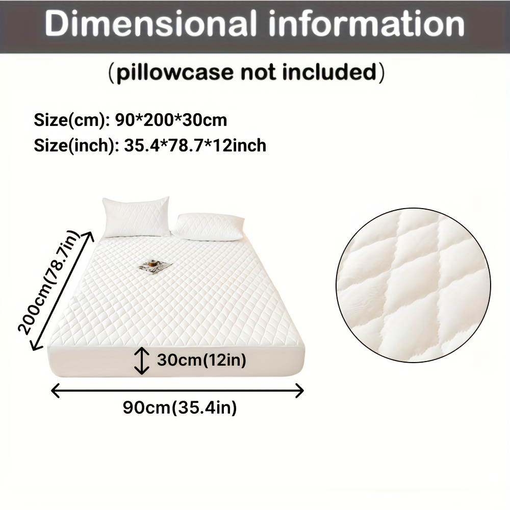 1pc Mattress Protector, Soft And Comfortable Fitted Sheet, Breathable Dust-proof Urine-proof Quilted Mattress Cover, Suitable For Bedroom, , White/dark Blue/dark Green/gray