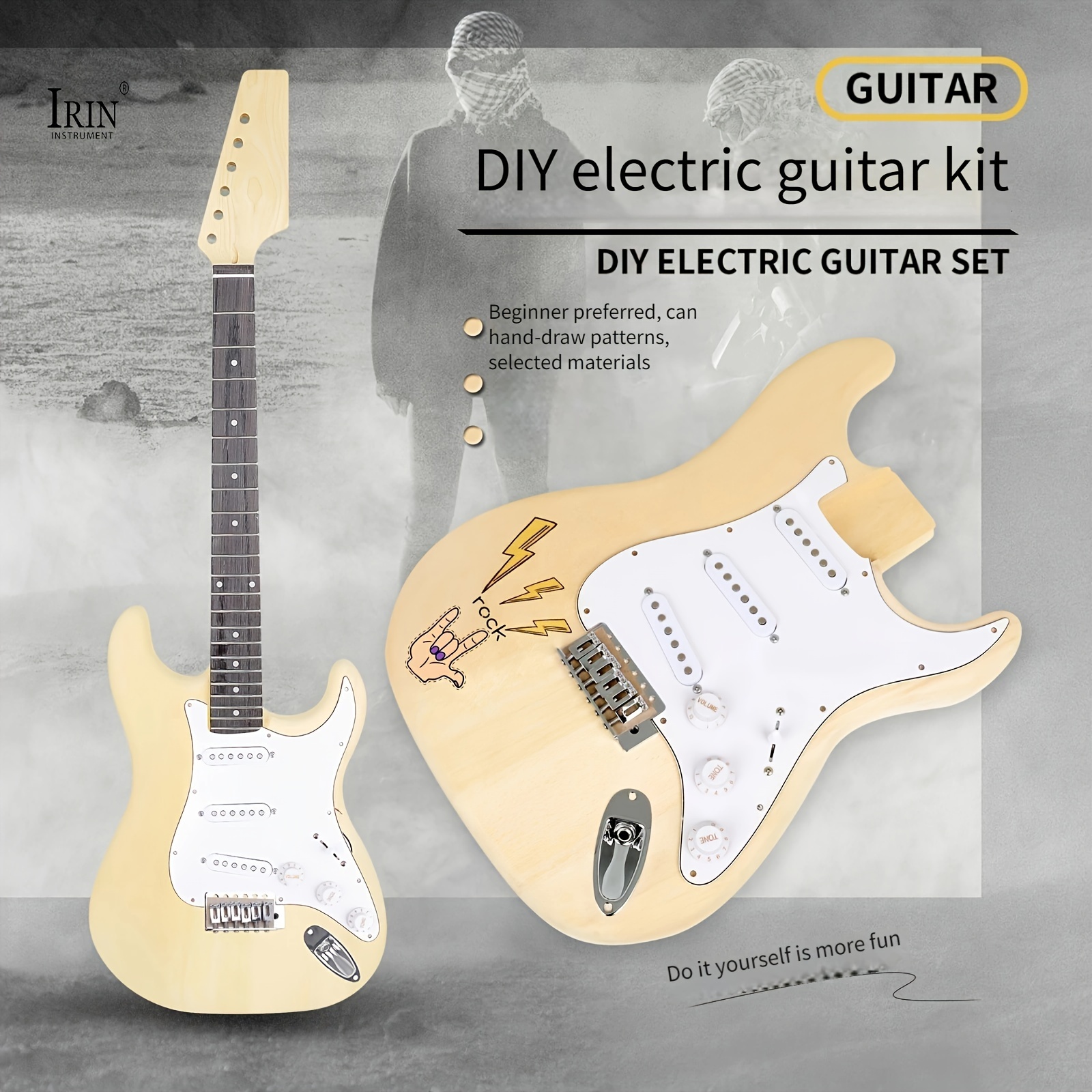

Diy-3 Diy Electric Guitar Assembly Full Set Of Handmade Accessories St Wood Color Paper Box