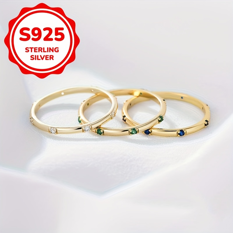 

2g S925 Pure Silvery Simple Three-color Round Geometric Jewelry Ring For Women