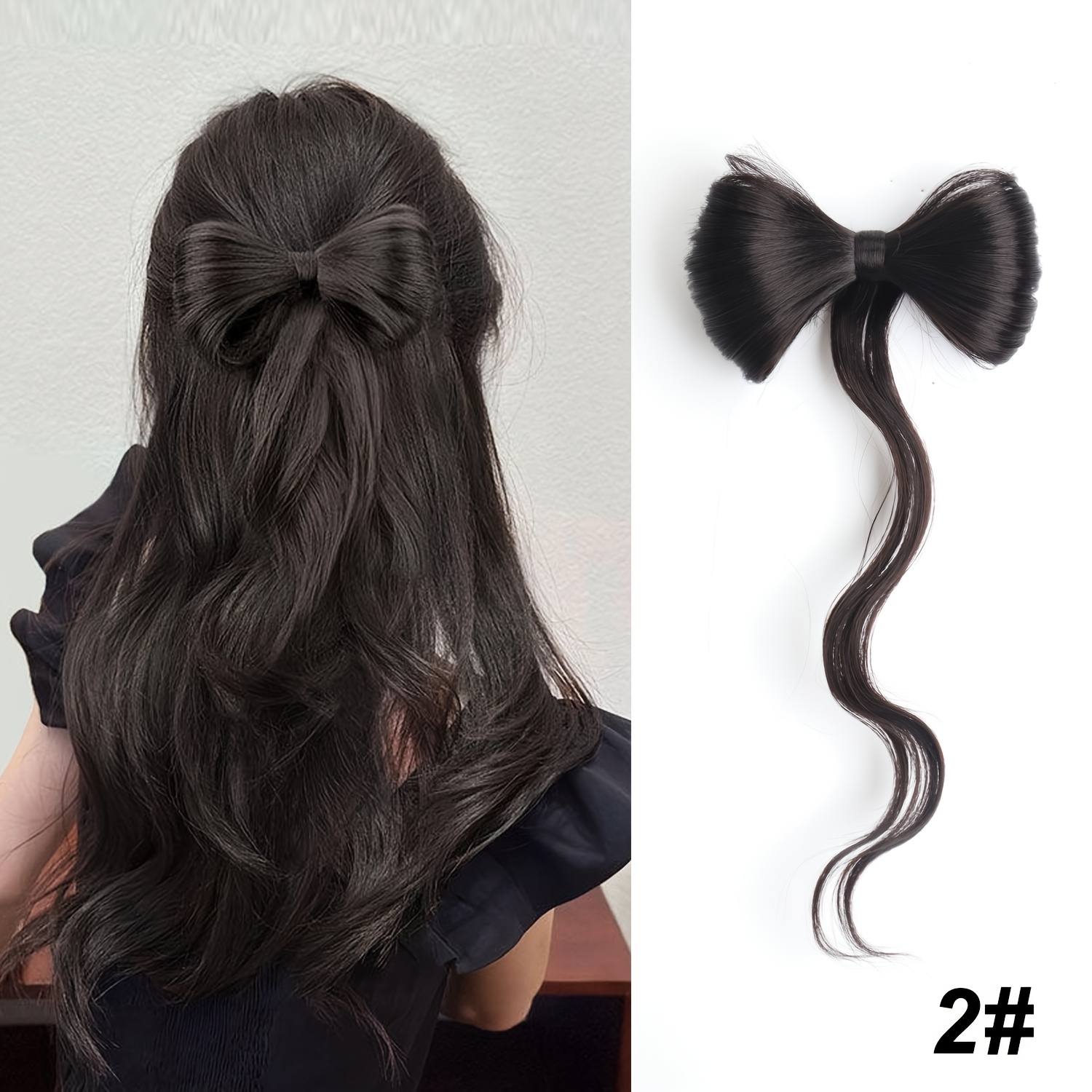 TEMU Chignon à Nœud Papillon avec Pince Synthétique - Extensions de Cheveux Élégantes et Naturelles pour Usage ou Déguisement Halloween - Accessoires