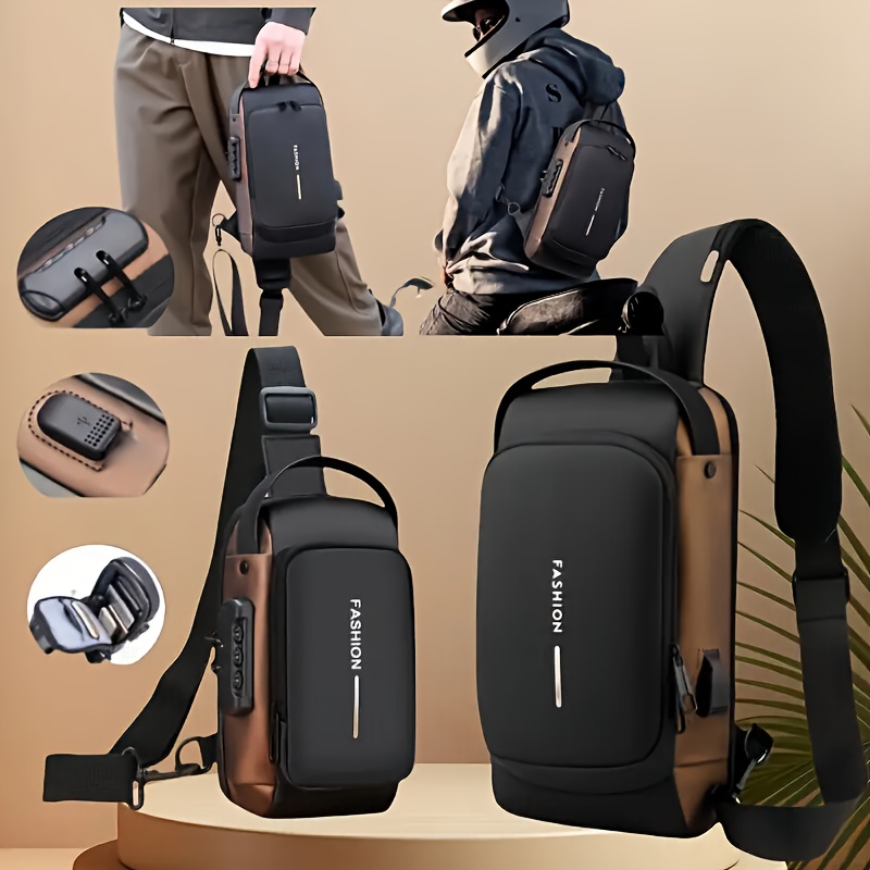 Anti-Theft Motorcycle Backpack with Lock, Convertible Crossbody Bag, Zipper Closure & Anti-Theft Compartment, Adjustable Shoulder Strap - Suitable for Commuting, Travel, Motorcycling - Large/Small Size Options - Men's Secure Motorcycle Crossbody Bag 3 Anti-Theft Motorcycle Backpack with Lock, Convertible Crossbody Bag, Zipper Closure & Anti-Theft Compartment, Adjustable Shoulder Strap - Suitable for Commuting, Travel, Motorcycling - Large/Small Size Options - Men's Secure Motorcycle Crossbody Bag - Image 3