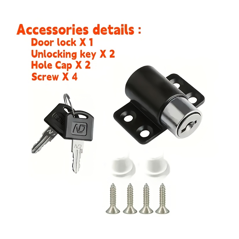 TEMU 9pcs Sliding Door And Window Anti-theft Lock Set | Anti-pry Key Lock With For Double Security, Includes 2 Keys + 4 Screws + 1 Lock + 2 Locking