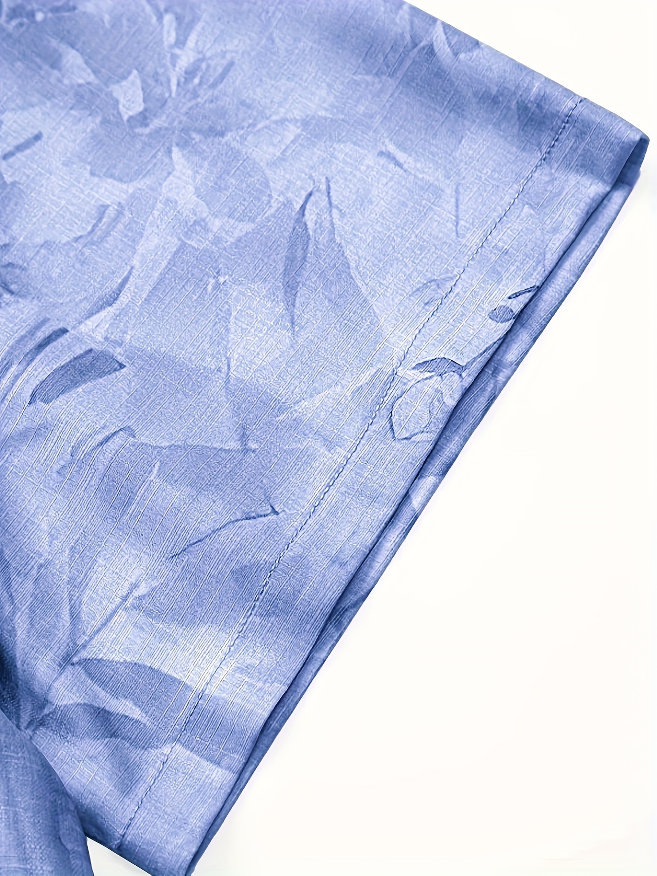 Hawaiian Floral Print Men's Plus Size Button-up Short Sleeve Shirt