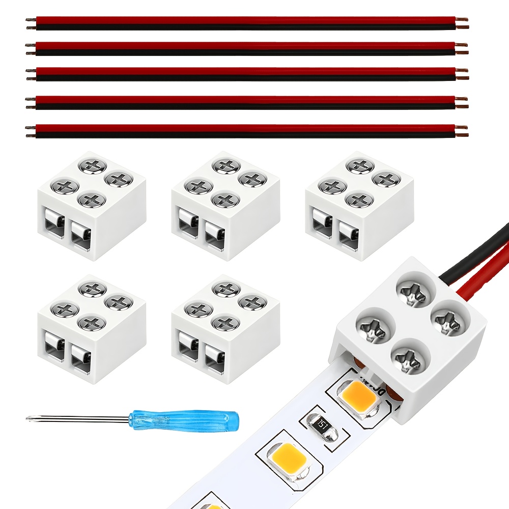 TEMU Connettore LED da 11 pezzi, 2 pin 8mm, connettore per striscia LED senza saldatura, connettore per striscia LED con cacciavite, connettore per
