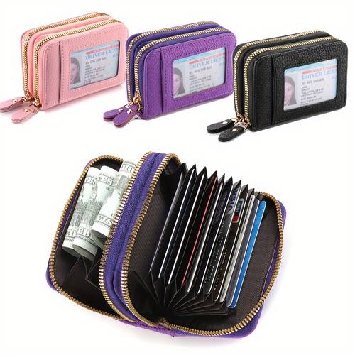 1pc of stylish womens zippered coin purse portable small card holder large capacity accordion card case a fashionable and versatile item