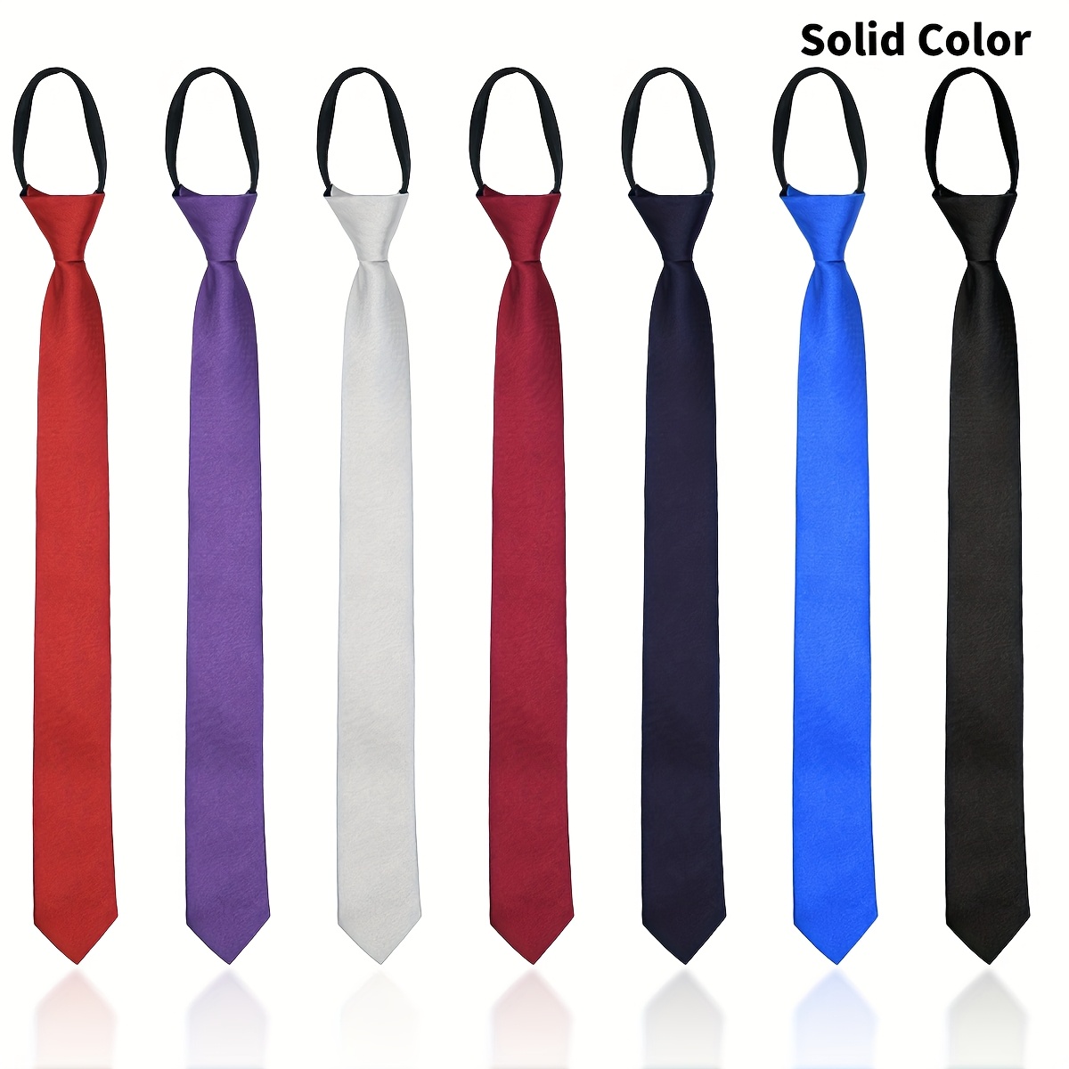 TEMU 7pcs Suit Tie Set, 5 Cm (1.9 Inch) Solid Color Twill Men's Formal Tie (   Burgundy   Navy Blue   Dark Purple   Silvery Gray   Royal Blue)