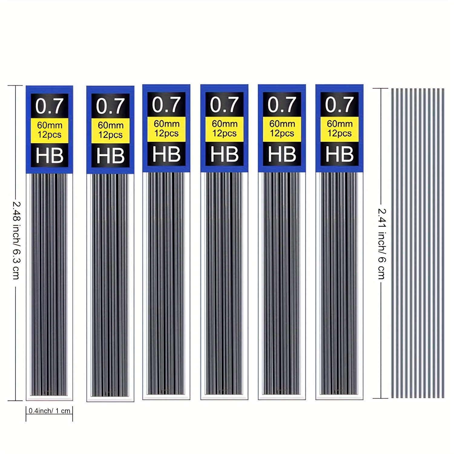 

0.5 0.7mm Pencil Refills, 72pcs Automatic Pencil Refills Hb, Anti-break Automatic Pencil Refills, 6pcs