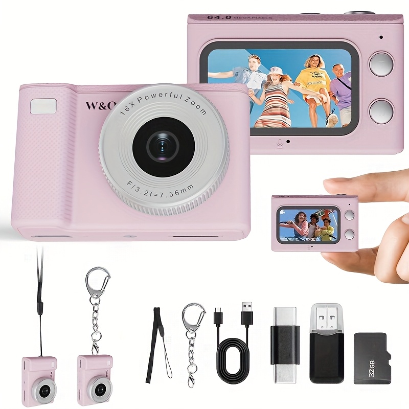 TEMU Mini Camera (with 32gb Sd Card), Thumb Camera, -inch Keychain Camcorder With Lcd Screen, 1080p Hd, 16x Zoom, Perfect For Travel And Recording,