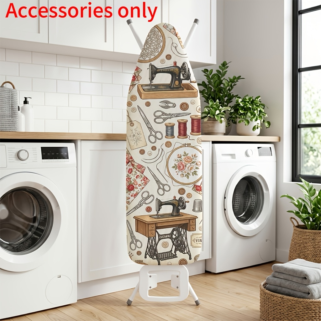 TEMU 1pc Vintage Tailor Craft Ironing Board Cover Is , Durable, And Washable. Decorated With Vintage Sewing Machine Scissors, Most Standard Ironing