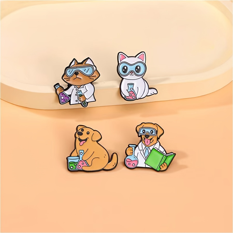 

4pcs Cute Animal Brooches - & Puppy Metal Badges For Casual Attire