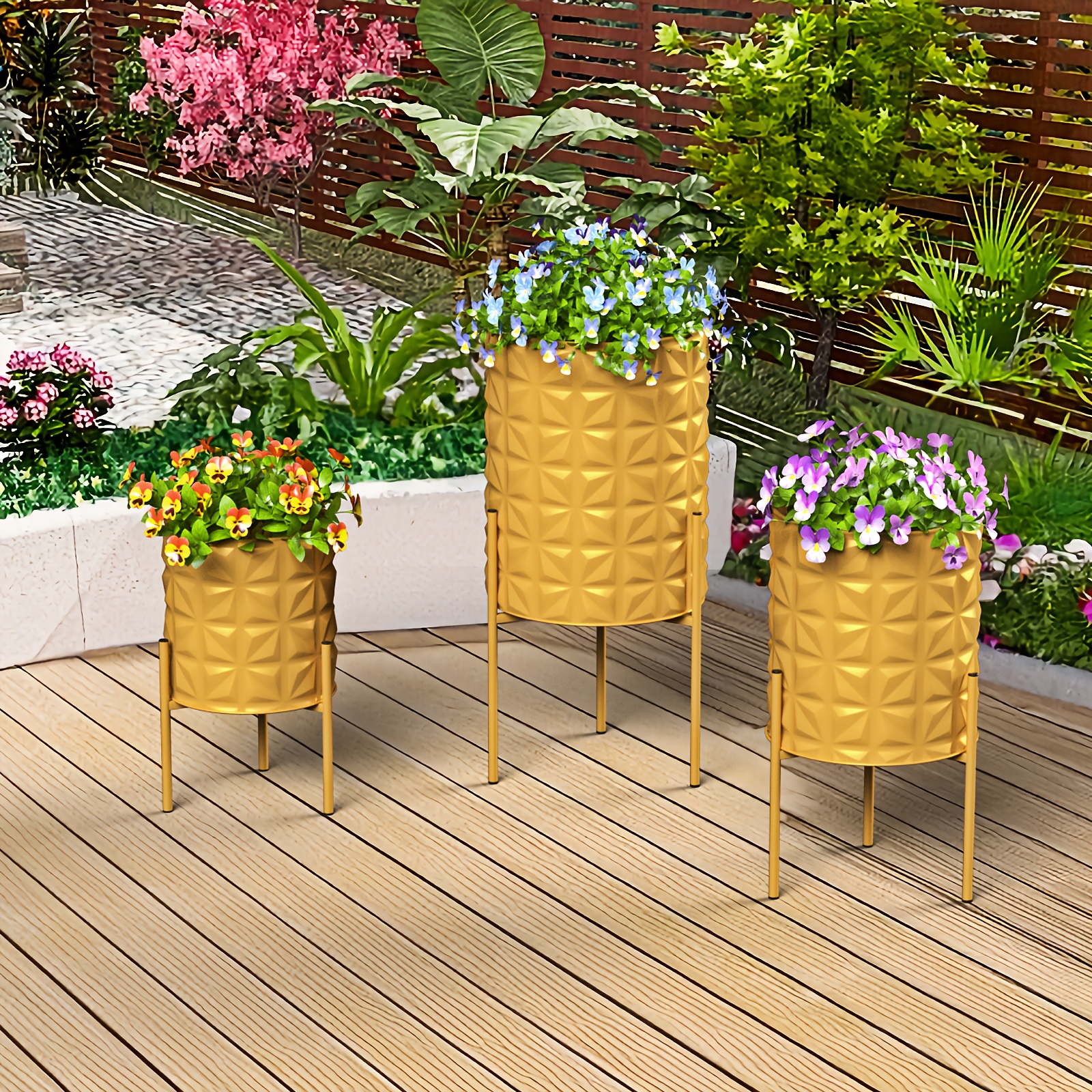 FoldTier 3 Pcs Cotton Rope Plant Basket With Plastic Liner