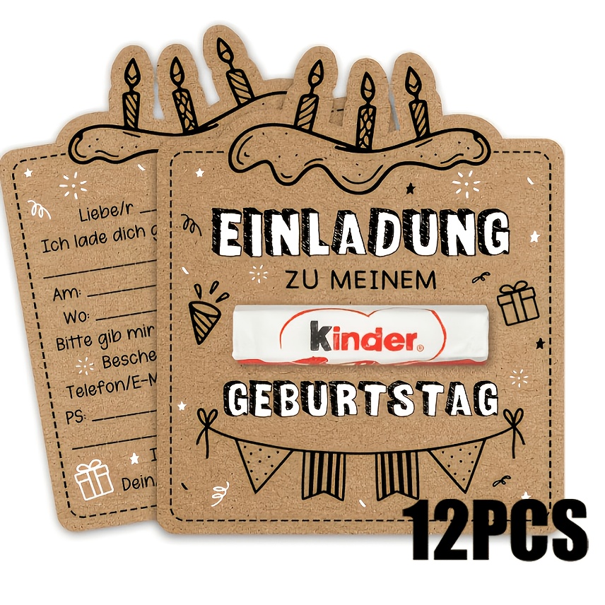 E-shop Geburtstags-Einladungskarten, 12 deutsche Geburtstags-Einladungskarten, Kraftpapier Geburtstags-Einladungskarten, handgemachte kreative