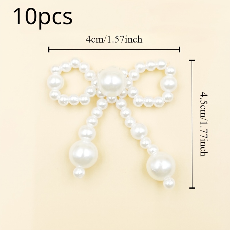 Image of Set Of 10 Handcrafted Pearl Bows, Heart-shaped Supplies, Embellishments For Clothing And Decor
